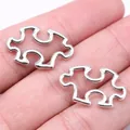 Antique silver puzzle piece pendants for manual DIY jewelry making accessories, 24x15mm - Puzzle Pendant (B16208_W23-D36) / Antique Silver