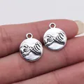 Silver round pinky swear charm pendants for handmade DIY jewelry making projects - Antique Silver