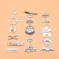 Set mit 18 antik-silbernen Freundschaftsanhängern mit verschiedenen Best-Friend-Gravuren - 18 Stile Je 1 (L10111) / 18 Stück/Packung / Antiksilber