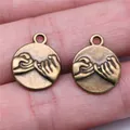 Handmade vintage bronze circular pinky swear pendant for DIY jewelry making 14x17mm - Antique Bronze