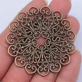 Vintage bronze mandala filigree pendant 53mm for DIY jewelry making accessories - Geometric Mandala Charm (A12933) / Antique Bronze