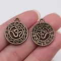 Vintage Bronze Om-Symbol hohl runder Anhänger für handgefertigten Schmuck - Antikbronze