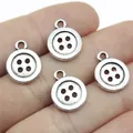 Vintage zilveren legering knopvormige hangers voor DIY sieraden maken en hobbyprojecten - Alleen Hanger (Zonder Ketting) - Knoop / 10 Stuks Verpakking / Antiek Zilver