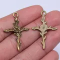 Retro bronze rose flower cross pendants for necklace jewelry DIY making 35x23mm - Vintage Rose Cross (A11046) / Antique Bronze