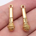 Ciondoli a forma di microfono in oro vintage per creazione di gioielli DIY art - Oro Antico (D10622)