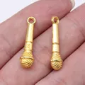 Ciondoli a forma di microfono dorati in lega per creazione gioielli fai da te 25x7mm - Oro (D11841)