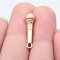 Piccolo ciondolo microfono dorato per la creazione di gioielli fai-da-te e musica - KC Gold (D12166)