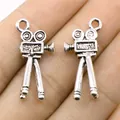 Vintage antique silver movie camera charms for DIY jewelry making projects, set of two - Movie Projector Style (B14512) / Antique Silver