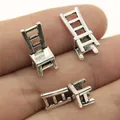 Miniature 3D vintage silver chair charms for dollhouse decor, 17x7x6mm scale pendant - Mini Chair Style (B13484) / Antique Silver