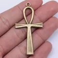 Vintage style antique bronze Ankh cross pendant charm for DIY jewelry making 52x28mm - Antique Bronze