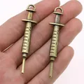 Vintage bronze syringe charms for DIY jewelry making, 62mm alloy medical pendants - Antique Bronze