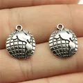 Antique silver earth globe charms for DIY jewelry making 16x13mm vintage style pendants - Earth Shape (B13167) / Antique Silver