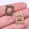 Vintage bronzen rechthoekige fotolijst bedeltjes voor DIY handgemaakte sieraden 20x15mm - Antiek Brons (A13435)