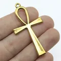 Antique gold finish Egyptian Ankh cross pendant for DIY jewelry making 52x28mm - Antique Gold