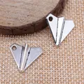 Dijes de metal plateado vintage de aviones de papel 18x17mm para hacer joyería DIY - Plata antigua