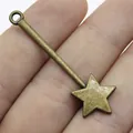 Bronze fairy wand pendant for DIY jewelry, 48mm star magic wand accessory - Fairy Wand Style (A11384) / 10 Pieces Pack / Antique Bronze