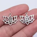 Antiksilberne Lotus-Yoga-Om-Anhänger für die DIY-Schmuckherstellung 21x17mm - Yoga OM Lotus Anhänger (B10553) / Antiksilber