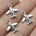 Tres dijes de avión de plata vintage para hacer joyas y accesorios de bricolaje - Airplane Shape (B13947) / Plata antigua