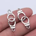 16x10mm silver handcuff charms with Freedom engraving for DIY jewelry making - 10 Pieces Pack / Antique Silver (B15342)