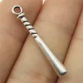 Sports theme antique silver baseball bat charm pendant for DIY jewelry making accessories. - Baseball Bat Style (B12857) / Antique Silver