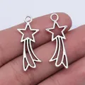 Silver shooting star comet pendant charms for DIY jewelry making accessories 30x12mm - Pentagram Comet Pendant (B15327) / Antique Silver