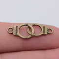 Antique bronze finish handcuff charm connector with Freedom engraving for DIY jewelry - 10 Pieces Pack / Antique Bronze (A14226)
