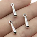 Three pieces of 16mm silver metal teardrop charms for DIY jewelry bracelet making - 3D Water Drop Tail Bead (B13969) / Antique Silver