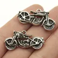 Detailed 3D motorcycle charm pendant for DIY jewelry making projects in antique silver - Motorcycle Shape (B13554) / Antique Silver