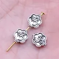 8x4mm OM symbol flower beads for DIY jewelry making in antique silver finish - OM Flower (B16265) / Antique Silver
