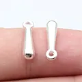 16mm silver teardrop charms for DIY bracelets and necklaces - 3D Water Drop Tail Bead (D12504) / Bright Silver
