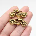 Detailed 3D motorcycle pendant charm in antique gold finish for DIY jewelry projects - Motorcycle Shape (D10694) / Antique Gold