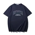 Oversized navy blue cotton T-shirt with Better Future letter print design for men - XL / Tops / Navy Blue