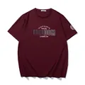 Oversized maroon t-shirt with freedom graphic print and relaxed fit for summer style - XL / Tops / Wine Red
