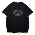 Black oversized fashion T-shirt with stylish letter print for summer casual wear - XL / Tops / Black