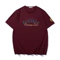 Maroon oversized cotton T-shirt featuring stylish Everyday Lord reflective letter print - XL / Tops / Wine Red