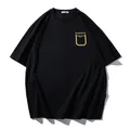 Oversized black men's T-shirt with gold graphic letter print and drop shoulders - 3XL / Tops / Black