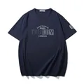 Loose fit navy blue big size T-shirt with 'FREEDOM' letter print design - XL / Tops / Navy Blue