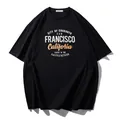 Oversized zwart heren T-shirt met verlaagde schouders en San Francisco California-print - 2XL / Tops / Zwart