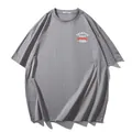 T-shirt gris surdimensionné pour hommes avec épaules tombantes et imprimé vintage - 2XL / Hauts / Gris de Paris