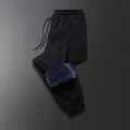 Men's solid color fleece lined joggers with elastic drawstring waist for winter - 2XL / Bottoms / Black