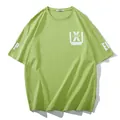 Oversized lime green cotton t-shirt with white graphic print and drop shoulder design - 2XL / Tops / Light Green