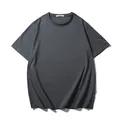Plus size men's plain short-sleeved T-shirt in dark gray with loose fit design - XL / Tops / Space Gray