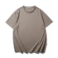 Classic minimalist plus size men's solid color short sleeve T-shirt in taupe brownish grey - XL / Tops / Light Coffee