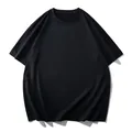 Men's oversized black short sleeve T-shirt with crew neck for casual summer wear - 3XL / Tops / Black