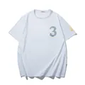 White plus size T-shirt featuring rainbow number 3 print and gold sleeve graphic - XL / Tops / White