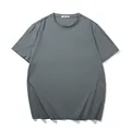 Men's plus size plain short-sleeved T-shirt in grey with a relaxed fit and crew neck - XL / Tops / Dark Green