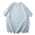 Light blue oversized plain cotton T-shirt for men with comfortable crew neck design - 3XL / Tops / Sky Blue