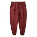 Men's loose jogger sweatpants in burgundy with drawstring and elastic waist - 2XL / Bottoms / Wine Red