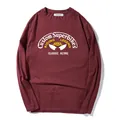 Men's loose long-sleeved maroon T-shirt with vintage Superbikes graphic print - XL / Tops / Brown Red