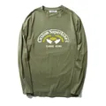 Olive green men's long sleeve t-shirt featuring a vintage custom superbikes graphic print - XL / Tops / Army Green